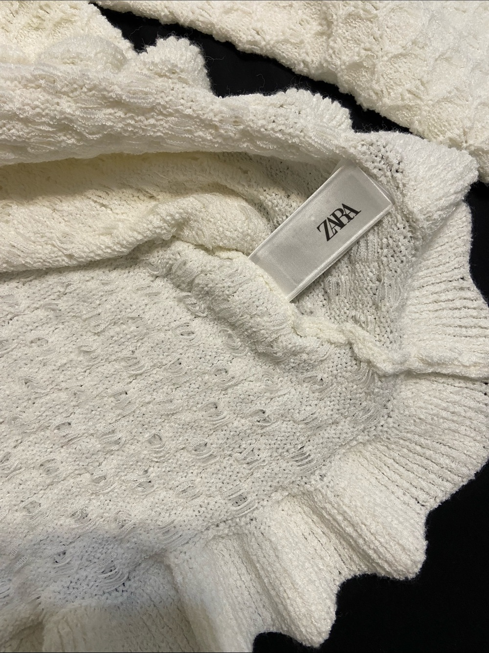 Zara Cream Ruffle-Front Knit Cardigan - Picture 6 of 6